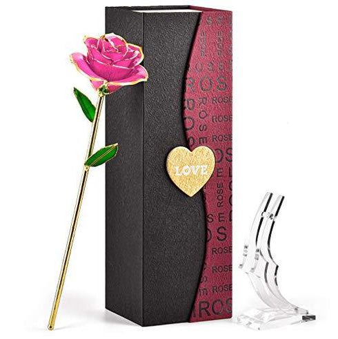 24K Gold Dipped Pink Eternal Rose